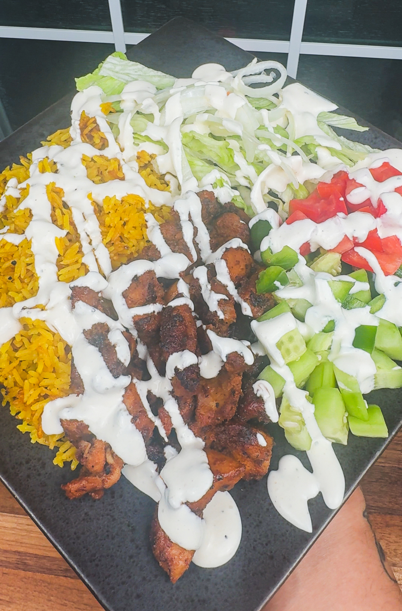 halal chicken over rice
